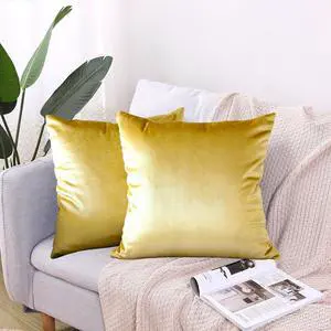 Hibate 2 Pack Soft Velvet Couch Throw Pillow Covers 16x16 Inch for Sofa Living Room Bedroom (Gold) Hibate 2 Pack Soft Velvet Couch Throw Pillow Covers 16x16 Inch for Sofa Living Room Bedroom (Gold)