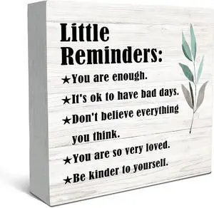 SRADMO Inspirational Little Reminders Wood Box Sign Desk Decor | Inspirational Desk Decor, Motivational Positive Affirmation Gifts Box Sign For Office Home Dorm Tabletop Shelf Decoration SRADMO Inspirational Little Reminders Wood Box Sign Desk Decor | Inspirational Desk Decor, Motivational Positive Affirmation Gifts Box Sign For Office Home Dorm Tabletop Shelf Decoration