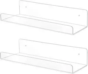 TONICE 2 Pack Acrylic Shelves for Wall 6in Floating Shelf Wall Mounted Set for Room, Bedroom, Bathroom, Kitchen, Living Room, Office Book Shelf Storage Decor TONICE 2 Pack Acrylic Shelves for Wall 6in Floating Shelf Wall Mounted Set for Room, Bedroom, Bathroom, Kitchen, Living Room, Office Book Shelf Storage Decor