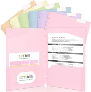 SKYDUE Plastic Folders with Pockets, 6 Pack File Folders with Tabs & Stay-Put Flaps, 3 Hole Punch 2 Pocket Folders for 3 Ring Binder, Letter Size Document Organizer for School Office, Sweet Pastels SKYDUE Plastic Folders with Pockets, 6 Pack File Folders with Tabs & Stay-Put Flaps, 3 Hole Punch 2 Pocket Folders for 3 Ring Binder, Letter Size Document Organizer for School Office, Sweet Pastels