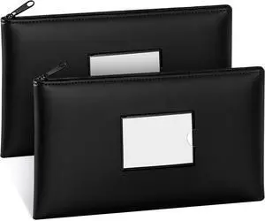 SMARTAKE Money Bags with Zipper, DIY Labels, 11.5 x 6.2 Inches, 2-Pack | Waterproof Money Coin Pouch Purse, Soft PU Leather, for Bills Invoices Bank Deposits Receipts Storage and Organize (Black) SMARTAKE Money Bags with Zipper, DIY Labels, 11.5 x 6.2 Inches, 2-Pack | Waterproof Money Coin Pouch Purse, Soft PU Leather, for Bills Invoices Bank Deposits Receipts Storage and Organize (Black)