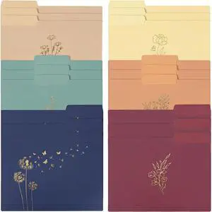 EOOUT 18 Pack Decorative File Folders Plastic Floral Colored Folders with Gold Foil Vintage 8.6 x 11.6 Inch 1/3 Cut Tab Letter Size for Office School Home EOOUT 18 Pack Decorative File Folders Plastic Floral Colored Folders with Gold Foil Vintage 8.6 x 11.6 Inch 1/3 Cut Tab Letter Size for Office School Home