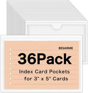 36 Pack 3" x 5" Adhesive Index Card Holders Clear PVC Label Holders | Top-loading label pockets, removable adhesive, clear PVC, for bins, shelves, totes, library and office use 36 Pack 3" x 5" Adhesive Index Card Holders Clear PVC Label Holders | Top-loading label pockets, removable adhesive, clear PVC, for bins, shelves, totes, library and office use
