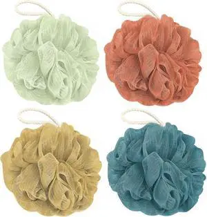 Rnoafmu Shower Loofah Bath Sponge, 60G Loofa Exfoliating Body Scrubber | 4 Pack Mesh Shower Pouf Balls for Men and Women, Rich Lather with Body Wash, Bath Accessories (Yellow Red Green Blue) Rnoafmu Shower Loofah Bath Sponge, 60G Loofa Exfoliating Body Scrubber | 4 Pack Mesh Shower Pouf Balls for Men and Women, Rich Lather with Body Wash, Bath Accessories (Yellow Red Green Blue)