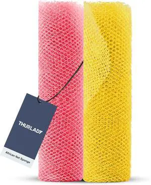 African Exfoliating Net Sponge, 2 Pack Bath Scrubber for Shower | Nylon Mesh Back Scrubber Towel for Full-Body Cleansing, Dead Skin Removal, Rich Lather & Quick Drying, Yellow & Pink African Exfoliating Net Sponge, 2 Pack Bath Scrubber for Shower | Nylon Mesh Back Scrubber Towel for Full-Body Cleansing, Dead Skin Removal, Rich Lather & Quick Drying, Yellow & Pink