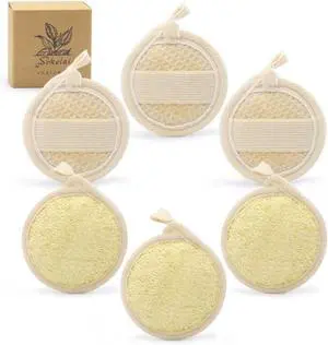 Exfoliating Loofah Sponge Pads Face loofa Brush 6 Pack 3.15 inches Made of 100% Natural Luffa Body and Facial Scrub Pad Personal Care Close Skin for Men and Women for Bath Spa and Shower Exfoliating Loofah Sponge Pads Face loofa Brush 6 Pack 3.15 inches Made of 100% Natural Luffa Body and Facial Scrub Pad Personal Care Close Skin for Men and Women for Bath Spa and Shower
