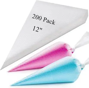 200 Pcs Piping Bags 12 Inch Pastry Bags Disposable, Tipless Piping Bags Icing Bags Frosting Bags for Cake Cookie Decorating Supplies 200 Pcs Piping Bags 12 Inch Pastry Bags Disposable, Tipless Piping Bags Icing Bags Frosting Bags for Cake Cookie Decorating Supplies