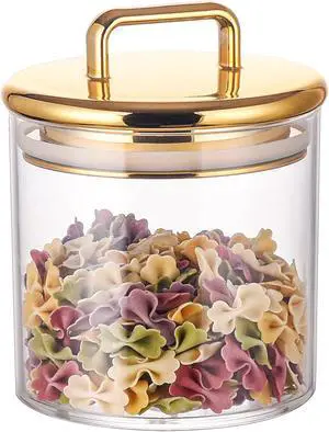 16 oz Small Acrylic Storage Apothecary Jar with Gold Airtight Lid | Bathroom Vanity Organizer Containers | Ideal Decorative Canisters for Shells, Bath Salt, Cotton Swabs, Cotton Ball, Flossers 16 oz Small Acrylic Storage Apothecary Jar with Gold Airtight Lid | Bathroom Vanity Organizer Containers | Ideal Decorative Canisters for Shells, Bath Salt, Cotton Swabs, Cotton Ball, Flossers