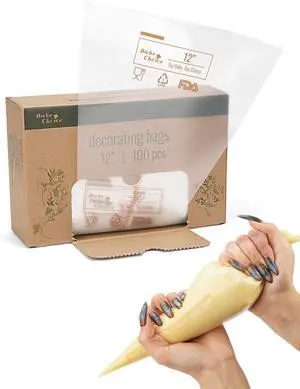 Bake Choice 12 Inch Piping Bags, 100PCS Thickened Disposable Pastry Bags | Anti Burst Icing Bags for Cream Frosting, Non-slip Frosting Bags, Cake & Cookie Decorating Supplies Bake Choice 12 Inch Piping Bags, 100PCS Thickened Disposable Pastry Bags | Anti Burst Icing Bags for Cream Frosting, Non-slip Frosting Bags, Cake & Cookie Decorating Supplies