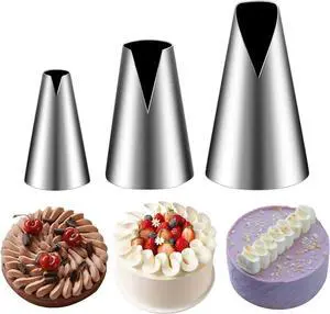 Suuker 3 Pieces V-Shaped Piping Tips Set, Stainless Steel | Cake Decorating Tips, Frosting Icing Tips, For Cupcakes, Cake, Cookie, 580 686 580S Suuker 3 Pieces V-Shaped Piping Tips Set, Stainless Steel | Cake Decorating Tips, Frosting Icing Tips, For Cupcakes, Cake, Cookie, 580 686 580S
