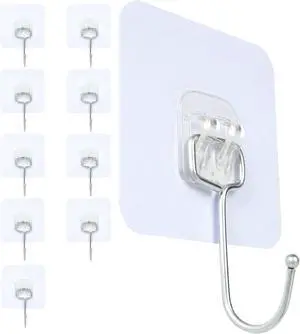 Adhesive Hooks,Towel Coat Hooks for Hanging,Wall Sticker,10Packs,13lb(Max) Adhesive Hooks,Towel Coat Hooks for Hanging,Wall Sticker,10Packs,13lb(Max)