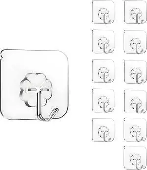 12 PCS Adhesive Large Wall Hooks, Wall Hangers Without Nails Self-Adhesive Traceless Clear and Removable, Waterproof and Rustproof Multiple Uses for Bathroom Kitchen Home 12 PCS Adhesive Large Wall Hooks, Wall Hangers Without Nails Self-Adhesive Traceless Clear and Removable, Waterproof and Rustproof Multiple Uses for Bathroom Kitchen Home