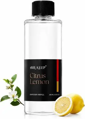Airkeep Citrus Lemon Reed Diffuser Refill 6.76 fl oz Premium Scented Oil for Home Aromatherapy Long-Lasting Fragrance for Reed Diffusers Perfect for Bathroom, Bedroom & Home Decor Airkeep Citrus Lemon Reed Diffuser Refill 6.76 fl oz Premium Scented Oil for Home Aromatherapy Long-Lasting Fragrance for Reed Diffusers Perfect for Bathroom, Bedroom & Home Decor