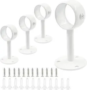Biaungdo 1-1/4 Inch Ceiling Curtain Rod Bracket, White, 4 Pcs | Heavy Duty, Flange Rod Holder, Shower Curtain Closet Rod Holder, With Anchor Screw Kit, Locking Design Biaungdo 1-1/4 Inch Ceiling Curtain Rod Bracket, White, 4 Pcs | Heavy Duty, Flange Rod Holder, Shower Curtain Closet Rod Holder, With Anchor Screw Kit, Locking Design