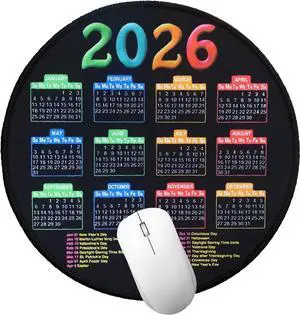 2026 Calendar Mousepad, Mouse Pad with Stitched Edge | Round Pad, 7.7*7.7inches Computer Mouse Mat with Non-Slip Rubber Base 2026 Calendar Mousepad, Mouse Pad with Stitched Edge | Round Pad, 7.7*7.7inches Computer Mouse Mat with Non-Slip Rubber Base