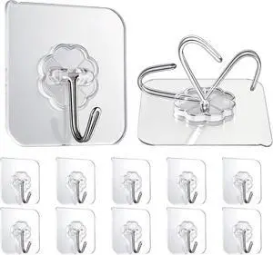 Wall Hooks Heavy Adhesive Duty Holds 33lb Max (10) | Transparent Waterproof Oilproof Hooks for Bathroom Kitchen No Drilling Strong Adhesive Holds Towels Robes Coats Utensils Wall Hooks Heavy Adhesive Duty Holds 33lb Max (10) | Transparent Waterproof Oilproof Hooks for Bathroom Kitchen No Drilling Strong Adhesive Holds Towels Robes Coats Utensils