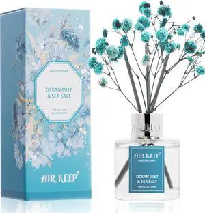 Airkeep Reed Diffuser Set,1.69 fl oz (50 ml) - Ocean Mist&Sea Salt Oil Diffusers with 8 Reed Sticks,Home Fragrance Reed Diffuser for Bathroom Shelf DecorSALT Airkeep Reed Diffuser Set,1.69 fl oz (50 ml) - Ocean Mist&Sea Salt Oil Diffusers with 8 Reed Sticks,Home Fragrance Reed Diffuser for Bathroom Shelf DecorSALT