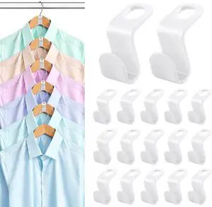 100 PCS Space Saving Hanger Hooks and Clips for Plastic Hangers (White) 100 PCS Space Saving Hanger Hooks and Clips for Plastic Hangers (White)