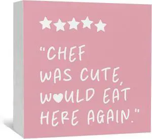 Pink Kitchen Accessories - Chef Was Cute Would Eat Here Again Sign, Cute Pink Trendy Kitchen Shelf Decor For Counter, Girly Chef Preppy Coquette Decor Wooden Sign For Home Counter Pink Kitchen Accessories - Chef Was Cute Would Eat Here Again Sign, Cute Pink Trendy Kitchen Shelf Decor For Counter, Girly Chef Preppy Coquette Decor Wooden Sign For Home Counter
