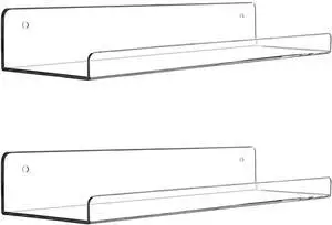Cerpourt Acrylic Floating Wall Ledge Shelf, Clear Bathroom Storage Shelves Display,Acrylic 15" Invisible Bookshelf (2pack) Cerpourt Acrylic Floating Wall Ledge Shelf, Clear Bathroom Storage Shelves Display,Acrylic 15" Invisible Bookshelf (2pack)