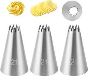 3 Pack Open Star Cake Decorating Tip Churro Piping Bags Tip Set Stainless Steel Icing Piping Tip for Frosting 3 Pack Open Star Cake Decorating Tip Churro Piping Bags Tip Set Stainless Steel Icing Piping Tip for Frosting