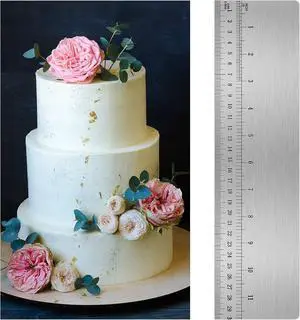 Nuenen 12 Inches Stainless Steel Cake Scraper with Scale Cake Edge Smoother Decorating Comb Baking Scraper Tool for Baking Measuring Buttercream Home Kitchen Accessory Nuenen 12 Inches Stainless Steel Cake Scraper with Scale Cake Edge Smoother Decorating Comb Baking Scraper Tool for Baking Measuring Buttercream Home Kitchen Accessory