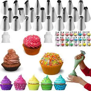 Icing Piping Tips Set,Stainless Steel Frosting Piping Kit,Pastry Cake Decorating Tips Baking Tools For Cookies Cupcake Decorating Kit (27) Icing Piping Tips Set,Stainless Steel Frosting Piping Kit,Pastry Cake Decorating Tips Baking Tools For Cookies Cupcake Decorating Kit (27)