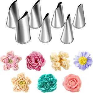 Suuker Fondant Rose Piping Tips Set, 7 Pieces | Stainless Steel, Silver, Cake Decorating, Baking Supplies Suuker Fondant Rose Piping Tips Set, 7 Pieces | Stainless Steel, Silver, Cake Decorating, Baking Supplies