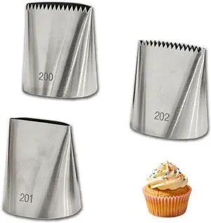 3 Pcs Frosting Piping Tips Set, Stainless Steel Baking Nozzles for Cake Cookie Fondant Decoration 3 Pcs Frosting Piping Tips Set, Stainless Steel Baking Nozzles for Cake Cookie Fondant Decoration