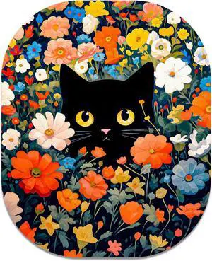 Small Mouse Pad, 6 x 7 Inch, Oval Mini Mouse Pad with Non-Slip Rubber Base for Laptop Wireless Mouse Keyboard Tray Mousepad, Cute Black Cat Small Mouse Pad, 6 x 7 Inch, Oval Mini Mouse Pad with Non-Slip Rubber Base for Laptop Wireless Mouse Keyboard Tray Mousepad, Cute Black Cat