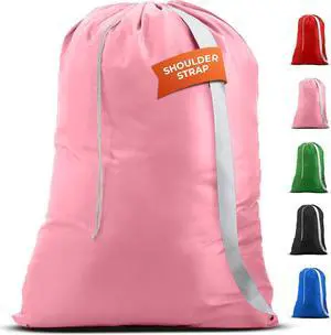 Handy Laundry Bag with Shoulder Strap 30"x40", Extra Large, Pink | Extra Large 30x40 Laundry Bag, Shoulder Strap, Drawstring Locking Closure, Heavy Duty for College Dorm Travel Camp, Pink Handy Laundry Bag with Shoulder Strap 30"x40", Extra Large, Pink | Extra Large 30x40 Laundry Bag, Shoulder Strap, Drawstring Locking Closure, Heavy Duty for College Dorm Travel Camp, Pink