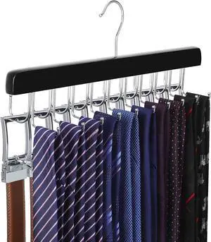 TOPIA HANGER 20 Hooks 2 in 1 Belt Tie Hanger for Closet Max 30 Belts with 30 Ties Capacity, Belt Tie Racks Wooden Hanger for Closet Organizer Storage U Fit for Belt and Fit for Tie - CT47B TOPIA HANGER 20 Hooks 2 in 1 Belt Tie Hanger for Closet Max 30 Belts with 30 Ties Capacity, Belt Tie Racks Wooden Hanger for Closet Organizer Storage U Fit for Belt and Fit for Tie - CT47B