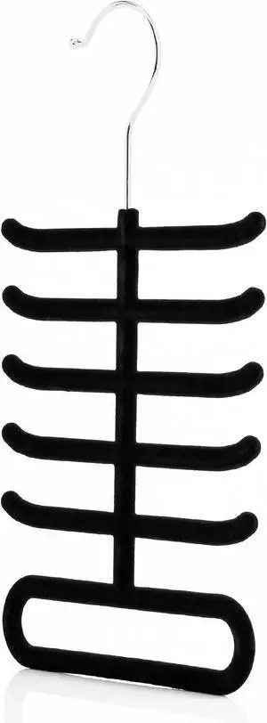 Hangerworld Single Black Flocked Tie Rack & Belt Organiser Non-Slip Coat Clothes Accessory Hanger, Metal Hangerworld Single Black Flocked Tie Rack & Belt Organiser Non-Slip Coat Clothes Accessory Hanger, Metal