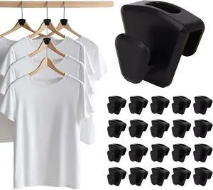 60 Pack Space Saving Hanger Hooks, Black Plastic Triangle Hangers, Connector Hooks for Closet Organizers and Storage in Dorms and Homes 60 Pack Space Saving Hanger Hooks, Black Plastic Triangle Hangers, Connector Hooks for Closet Organizers and Storage in Dorms and Homes