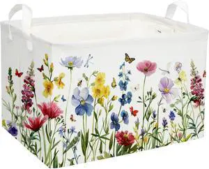 Rectangular Kids Baskets,Flower Basket.Cute Bins for Girls, Butterfly Basket with Handles.Books Basket,Gifts Bin. (Flower cluster) Rectangular Kids Baskets,Flower Basket.Cute Bins for Girls, Butterfly Basket with Handles.Books Basket,Gifts Bin. (Flower cluster)