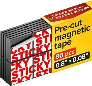 Pre-Cut Adhesive Magnetic Tape Squares, 0.8"x0.08" (20x2mm), 90 pcs | Sticky, Strong, Flexible, Easy to Use, No Cutting Needed, Great for Whiteboard, Fridge, Crafts & School, Teacher Supplies Pre-Cut Adhesive Magnetic Tape Squares, 0.8"x0.08" (20x2mm), 90 pcs | Sticky, Strong, Flexible, Easy to Use, No Cutting Needed, Great for Whiteboard, Fridge, Crafts & School, Teacher Supplies
