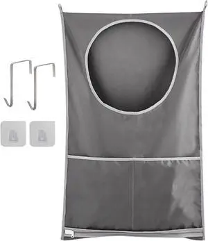 Hanging Laundry Hamper, Over The Door Laundry Bag, Gray | Laundry Hamper with Zipper Pockets, Foldable, Lightweight, For Rv Camper Apartment College Dorm Room Small Space Organizer Hanging Laundry Hamper, Over The Door Laundry Bag, Gray | Laundry Hamper with Zipper Pockets, Foldable, Lightweight, For Rv Camper Apartment College Dorm Room Small Space Organizer
