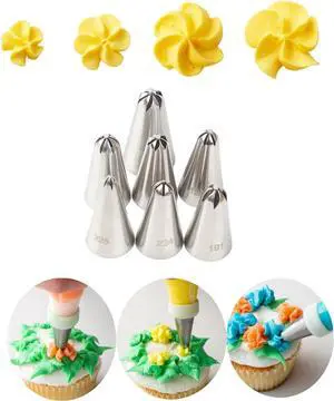Drop Flower Piping Tips Set, 224 225 131 129 107 109 191 Flower Tips, 7 Pcs Drop Flower Piping Tips Set, 224 225 131 129 107 109 191 Flower Tips, 7 Pcs