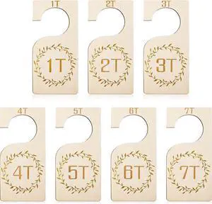 Patelai 7 Pcs Baby Closet Dividers Wooden Clothes Organizer, Wood | 1T-7T Size Labels, Natural Wood Finish, Farmhouse Wreath Design, Hanging Tags for Toddler Infant Kids, Nursery Storage Patelai 7 Pcs Baby Closet Dividers Wooden Clothes Organizer, Wood | 1T-7T Size Labels, Natural Wood Finish, Farmhouse Wreath Design, Hanging Tags for Toddler Infant Kids, Nursery Storage