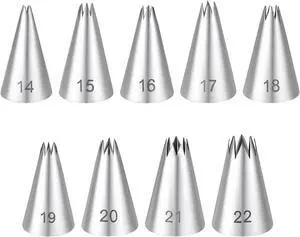 9Pcs Stainless Steel Piping Tips Set, Star Tube Frosting Nozzle | French Open Icing Tips, Cake Decorating tips for Cupcakes, Cookies, Cakes, Small Size 9Pcs Stainless Steel Piping Tips Set, Star Tube Frosting Nozzle | French Open Icing Tips, Cake Decorating tips for Cupcakes, Cookies, Cakes, Small Size