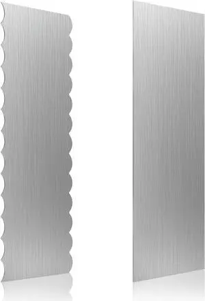 2 Pack Stainless Steel Cake Scraper, 8.6-inch Double Sided Patterned Edge Stripe Edge Smoother Scraper Cake Decorating Tools, Metal Cake Carving Smoothing Cream Pastry Baking 2 Pack Stainless Steel Cake Scraper, 8.6-inch Double Sided Patterned Edge Stripe Edge Smoother Scraper Cake Decorating Tools, Metal Cake Carving Smoothing Cream Pastry Baking