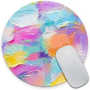 Smooffly Round Mousepad Paint Oil Paints Cover Abstract Print Multicolor Mousepad Mouse pand Rainbow Yellow White Violet Pink Blue Purple for Office Smooffly Round Mousepad Paint Oil Paints Cover Abstract Print Multicolor Mousepad Mouse pand Rainbow Yellow White Violet Pink Blue Purple for Office