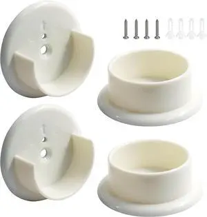 2 Sets Plastic Closet Pole Sockets, 1-3/8" U-Shaped Rod Holders | Universal, for Wardrobe, Curtain, Heavy Duty Rod Support Brackets, White 2 Sets Plastic Closet Pole Sockets, 1-3/8" U-Shaped Rod Holders | Universal, for Wardrobe, Curtain, Heavy Duty Rod Support Brackets, White