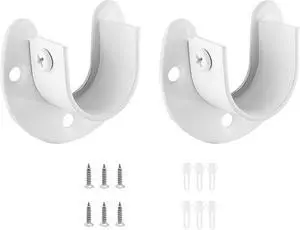 Stainless Steel Closet Rod End Supports, 1 Inch, White, 2 Packs | Wardrobe Bracket, Heavy Duty, U-Shaped with Screws, Closet Pole Sockets Flange Rod Holder Stainless Steel Closet Rod End Supports, 1 Inch, White, 2 Packs | Wardrobe Bracket, Heavy Duty, U-Shaped with Screws, Closet Pole Sockets Flange Rod Holder