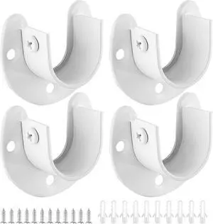 4 Packs Stainless Steel Closet Rod End Supports, 1-1/3 Inch, White | Wardrobe Bracket, Heavy Duty, U-Shaped with Screws, Closet Pole Sockets Flange Rod Holder 4 Packs Stainless Steel Closet Rod End Supports, 1-1/3 Inch, White | Wardrobe Bracket, Heavy Duty, U-Shaped with Screws, Closet Pole Sockets Flange Rod Holder