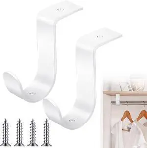 Hicarer 2 Pcs Closet Rod Brackets Metal White 1.5 Inch | Heavy Duty Wall Mount Rod Brackets, with Screws, Closet Pole Support, for Living Room Bedroom Shelf Office Hicarer 2 Pcs Closet Rod Brackets Metal White 1.5 Inch | Heavy Duty Wall Mount Rod Brackets, with Screws, Closet Pole Support, for Living Room Bedroom Shelf Office