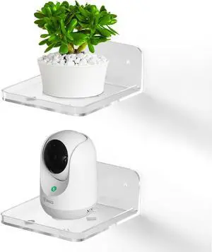 Acrylic Small Wall Mount Floating Camera Shelf 2 Pack Baby Monitor Holder, Echo Dot 5th Wall Mount Storage, Clear Mini Flexible Shelf for Bathroom, Bedroom, Kitchen Acrylic Small Wall Mount Floating Camera Shelf 2 Pack Baby Monitor Holder, Echo Dot 5th Wall Mount Storage, Clear Mini Flexible Shelf for Bathroom, Bedroom, Kitchen