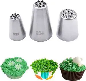 Grass Piping Tip for Cake Decorating,Grass Tip 233 234 29,Cake Icing Tips for Frosting Grass,Hair,Fur,3 Pcs Grass Piping Tip for Cake Decorating,Grass Tip 233 234 29,Cake Icing Tips for Frosting Grass,Hair,Fur,3 Pcs