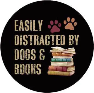 Book Lover Gifts Mouse Pads, Small Round Mouse Pads for Desk, Book Reader Gifts Women, Computer Desk Accessories for Women, Easily Distracted by Dogs and Books 8.7x8.7 Inch Book Lover Gifts Mouse Pads, Small Round Mouse Pads for Desk, Book Reader Gifts Women, Computer Desk Accessories for Women, Easily Distracted by Dogs and Books 8.7x8.7 Inch