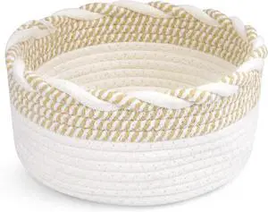 Small Cotton Rope Storage Basket, Boho Cotton Rope Storage Bins for Towel,Pet Kids Toy, Round Jute-Colored Woven Basket, Empty Gift Basket, 8 x 8 x 4 Small Cotton Rope Storage Basket, Boho Cotton Rope Storage Bins for Towel,Pet Kids Toy, Round Jute-Colored Woven Basket, Empty Gift Basket, 8 x 8 x 4